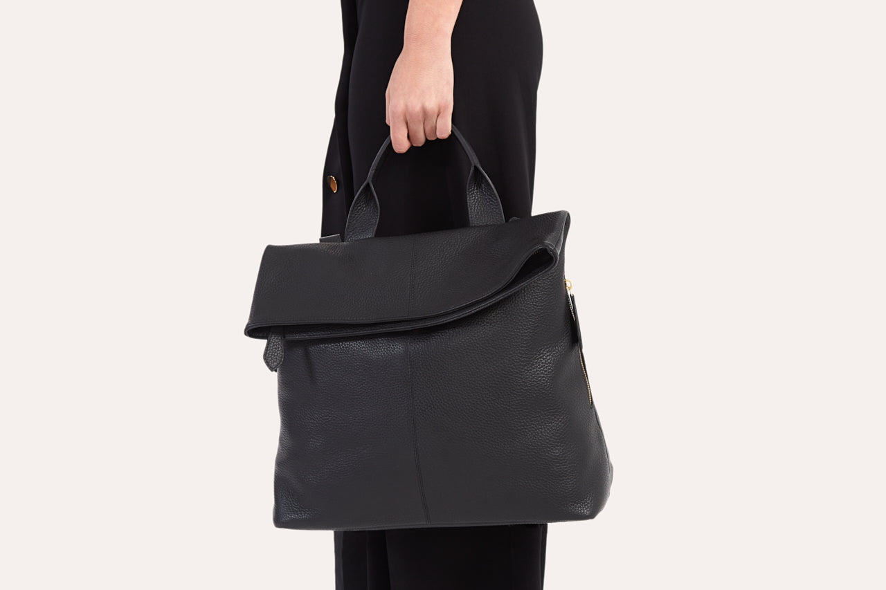 Leather Fold N Go Backpack