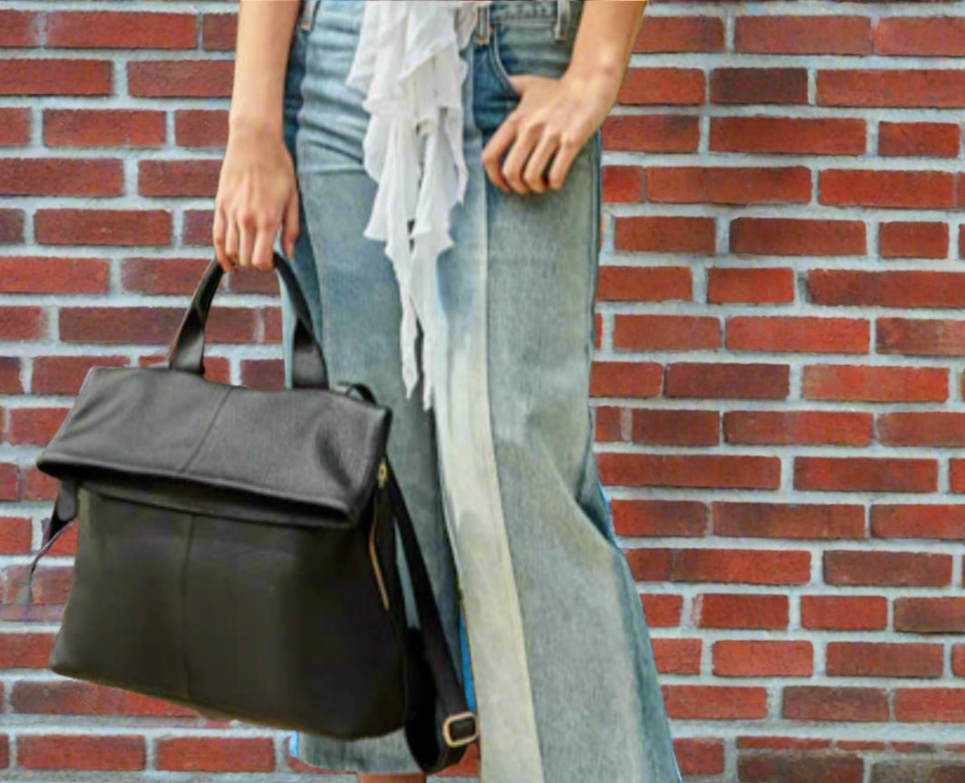 Leather Fold N Go Backpack