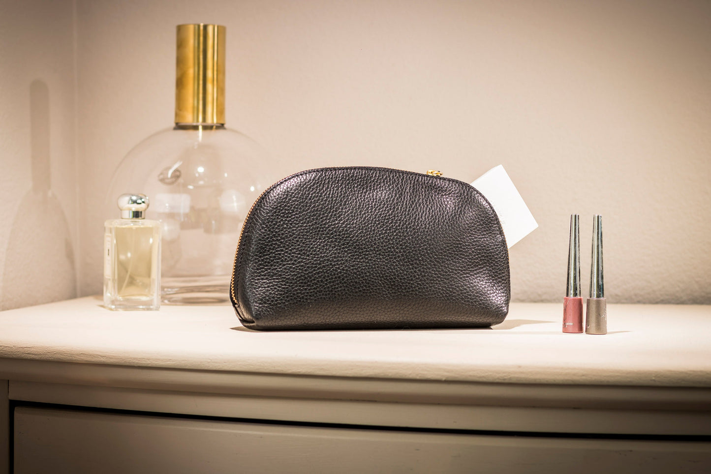 Leather Travel Toiletry and Makeup Bag